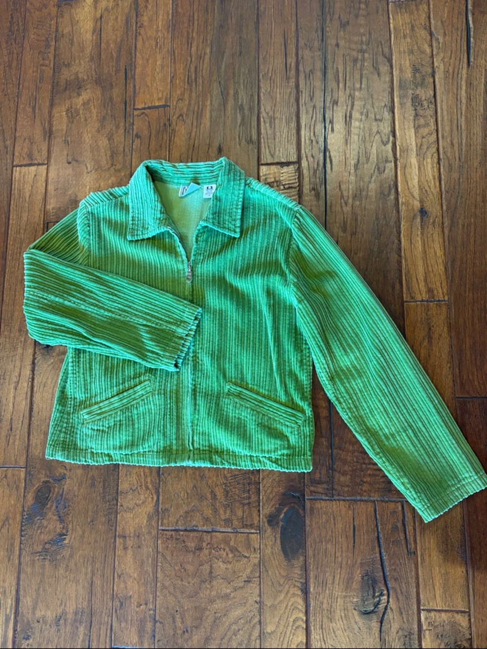 Green Corduroy Zip-Front Women's Jacket
